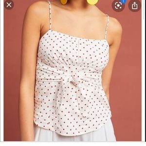 Anthropologie Cream and red polka dot tank